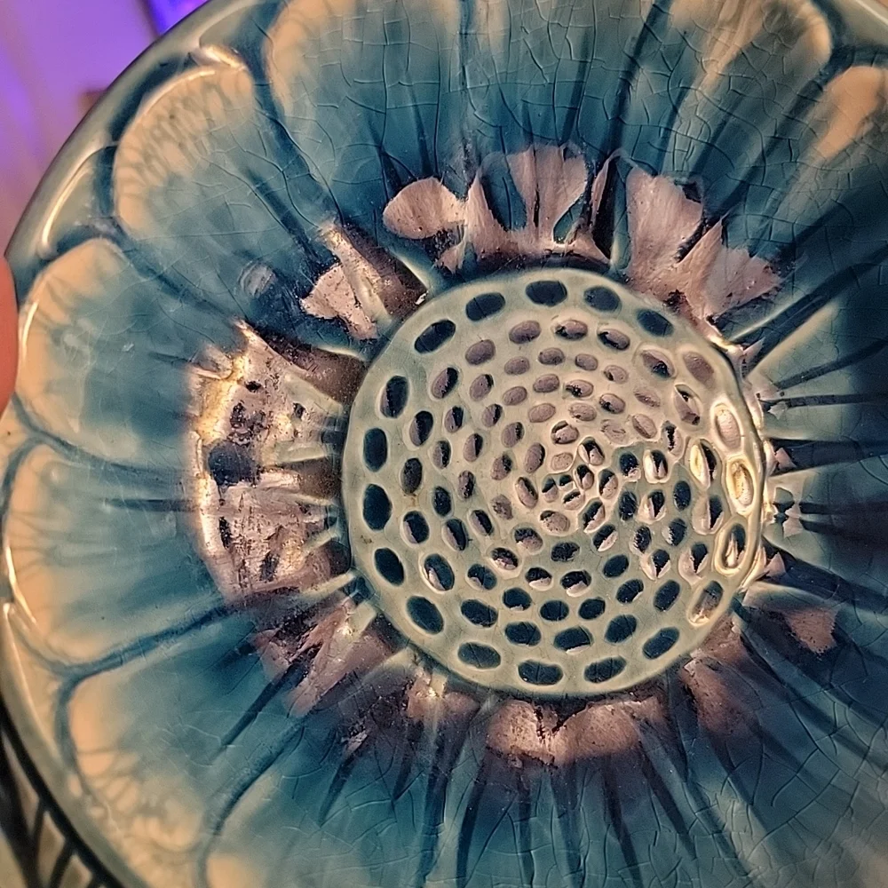 Elegant Blue Floral Ceramic Serving‎ Platter